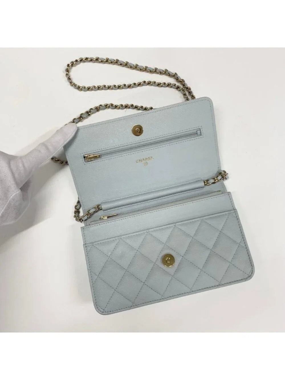 Chanel CC Logo Quilted Chain Wallet Shoulder
